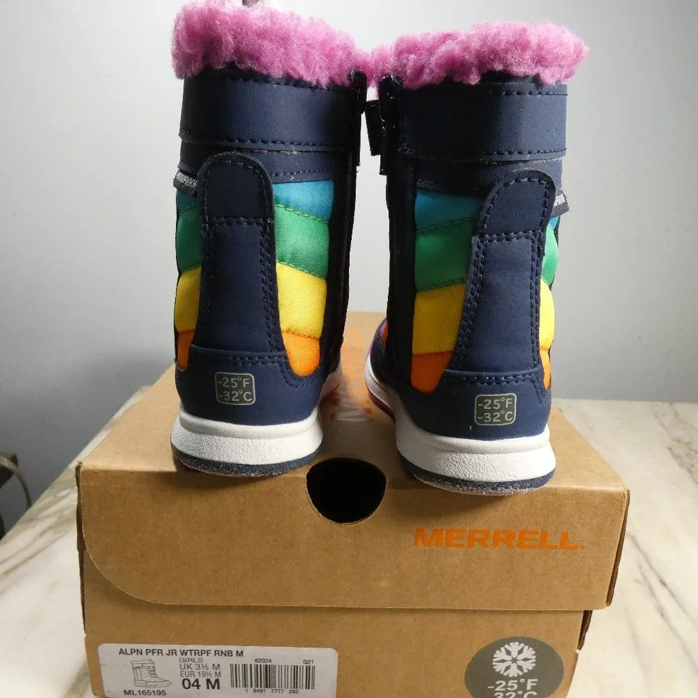 NiB Merrell Alpine Puffer JR Waterproof Backpacking Boot Rainbow Multi 4 Unisex - Picture 7 of 12